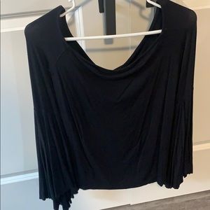 free people bellbottom sleeve black top